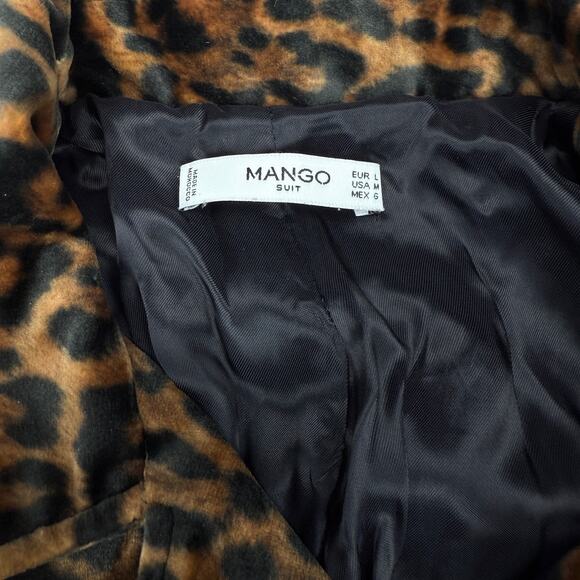 MANGO Faux Suede Leopard Print Moto Jacket Sz Medium - Picture 4 of 8